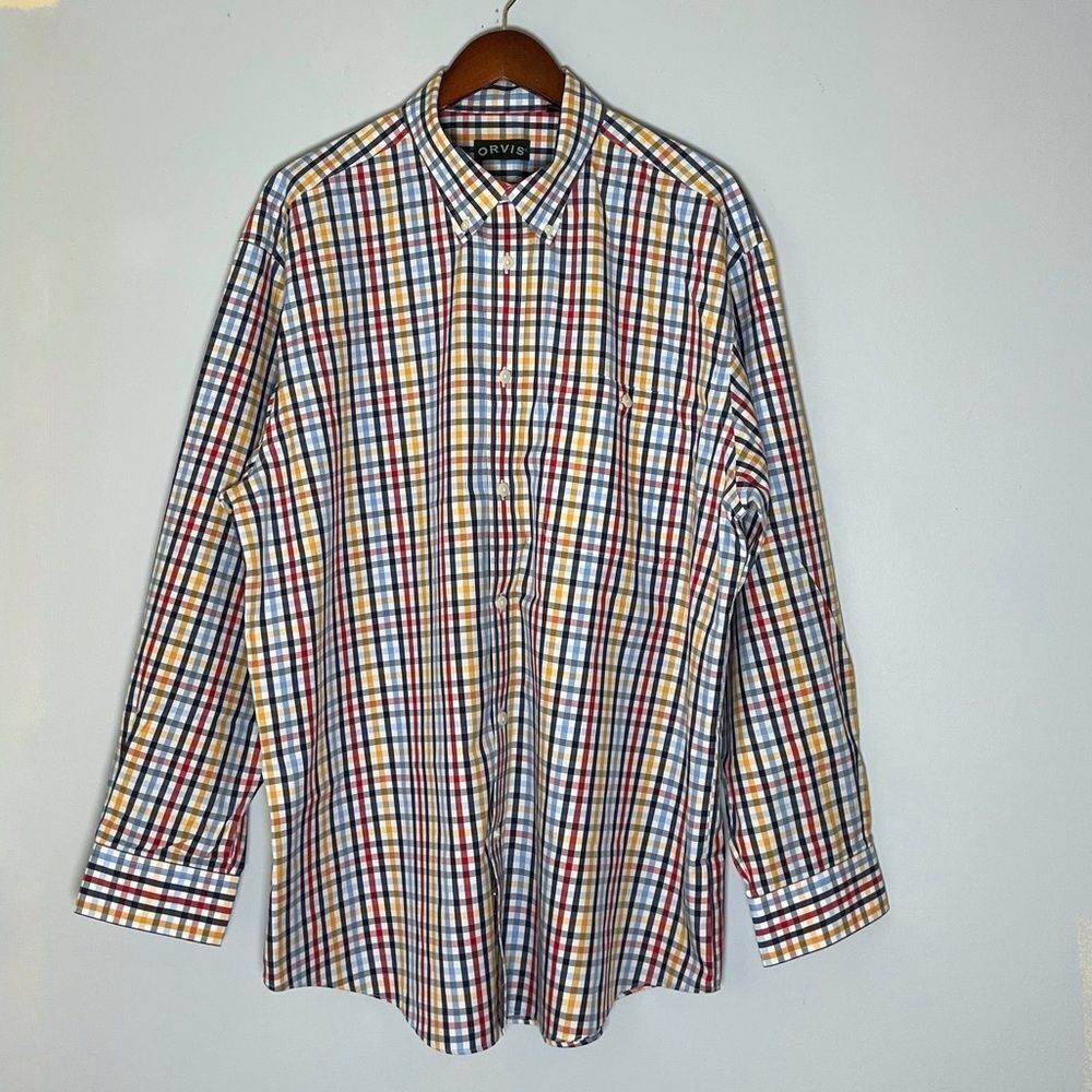 Orvis Men's Multi-Color Checkered Button-Down Twill Shirt